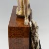 Art Deco bronze sculpture of a lady with borzoi dog