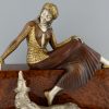 Art Deco bronze sculpture of a lady with borzoi dog