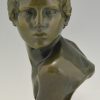 Art Deco sculpture buste en bronze jeune Achilles 34 cm