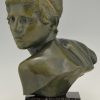 Art Deco sculpture buste en bronze jeune Achilles 34 cm