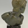 Art Deco bronzen sculptuur jongens buste Achilles 34 cm