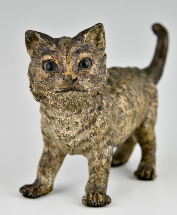 Antique Vienna bronze cat sculpture