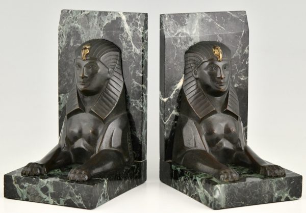 Art Deco Buchstutzen Bronze Sphinx