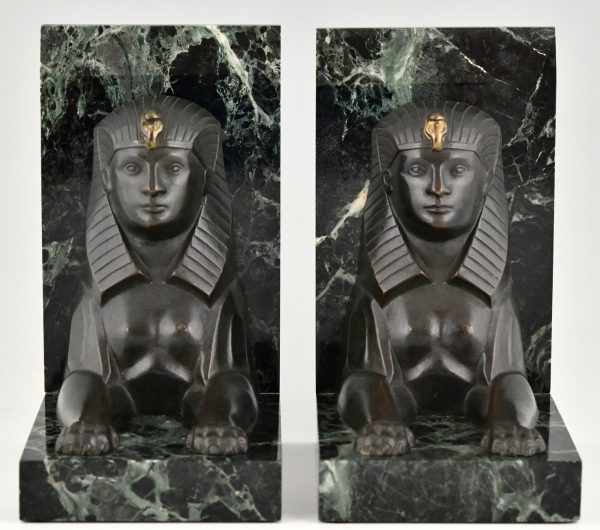 Art Deco bronze sphynx bookends