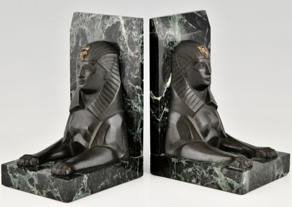 Art Deco bronze sphynx bookends