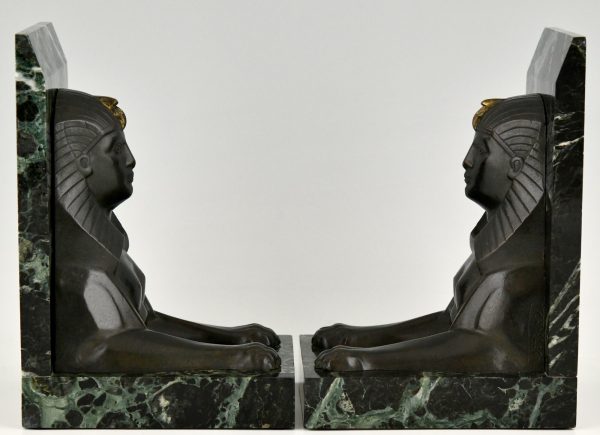 Art Deco serre livres en bronze sphinx