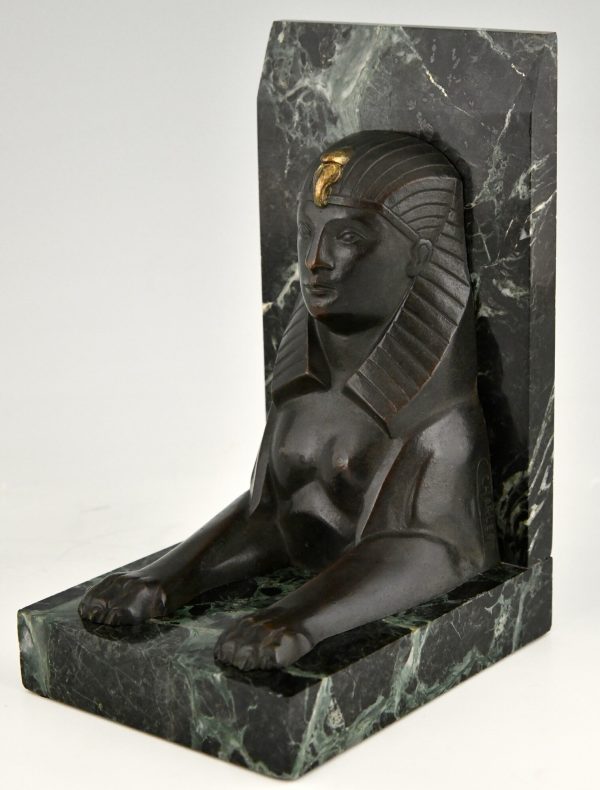 Art Deco serre livres en bronze sphinx