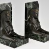 Art Deco serre livres en bronze sphinx