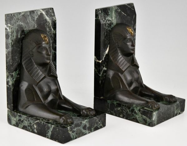 Art Deco bronze sphynx bookends