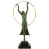 Art Deco sculptuur danseres met hoepel