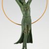 Art Deco sculpture danseuse au cerceau