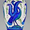 Vase Art Deco en céramique aux oiseaux