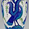 Art Deco ceramic vase with stylized birds.