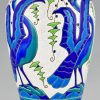 Vase Art Deco en céramique aux oiseaux