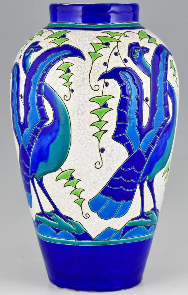 Art Deco Vase Keramik mit Vögel