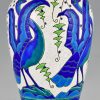 Art Deco ceramic vase with stylized birds.