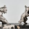 Art Deco serre livres bronze ours