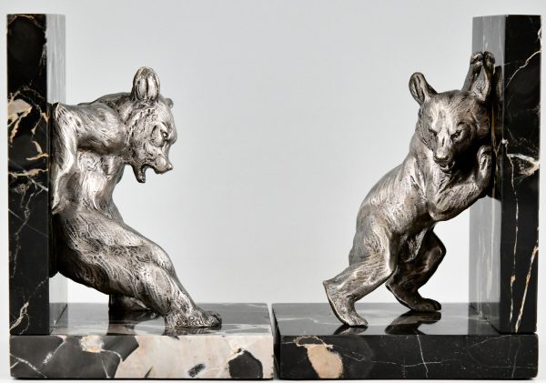 Art Deco bronze bear bookends