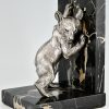Art Deco serre livres bronze ours