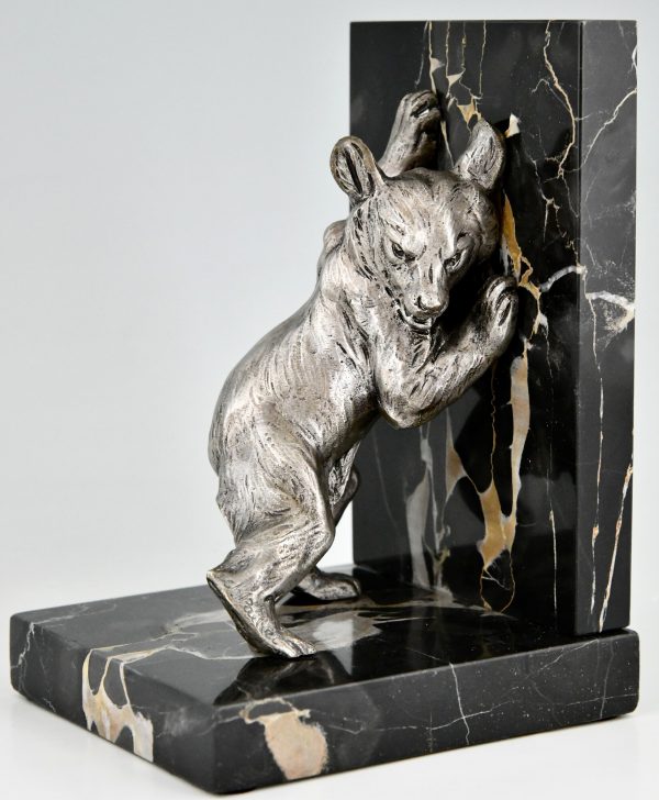 Art Deco bronze bear bookends