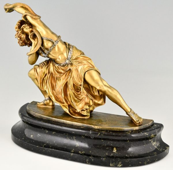 Art Deco bronzen sculptuur danseres met slang Carthage