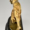 Sculpture en bronze Art Deco danseuse au serpent Carthage