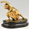 Sculpture en bronze Art Deco danseuse au serpent Carthage