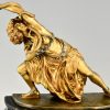 Sculpture en bronze Art Deco danseuse au serpent Carthage