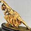 Sculpture en bronze Art Deco danseuse au serpent Carthage