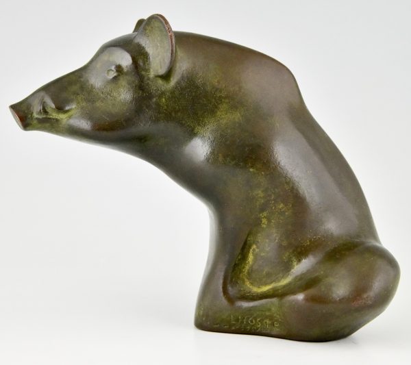 Bronze sculpture of a wild boar