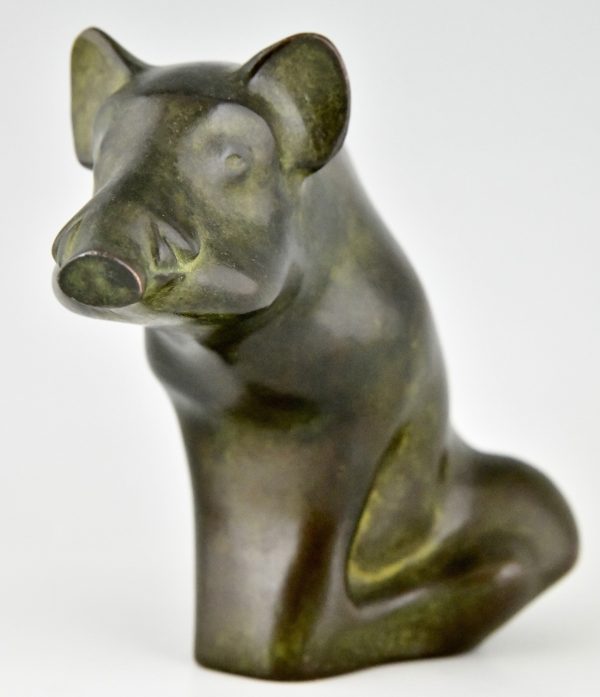 Bronze sculpture of a wild boar