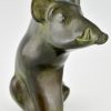 Bronzen sculptuur van een wildzwijn