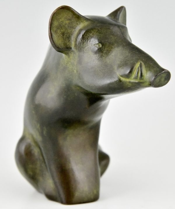 Bronze sculpture of a wild boar