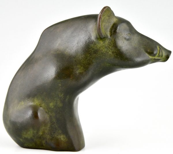 Bronze sculpture of a wild boar