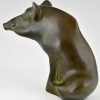 Bronze sculpture of a wild boar