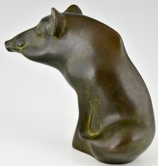 Bronzen sculptuur van een wildzwijn