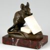 Antiek bronzen sculptuur muis met suiker