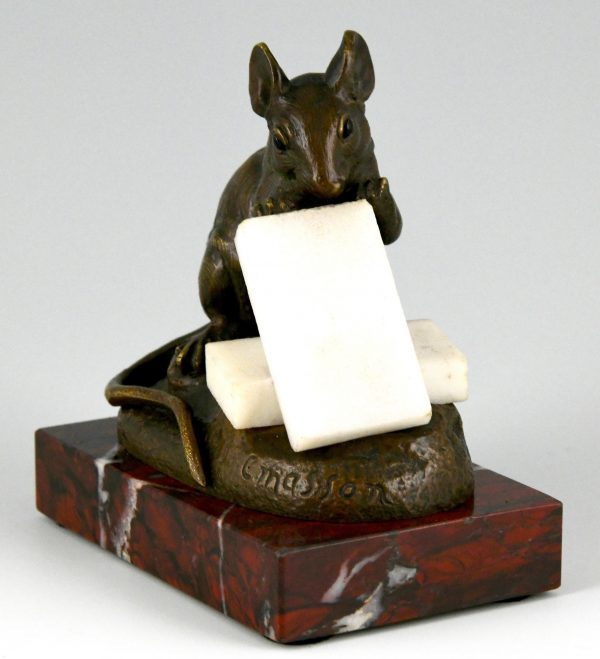 Sculpture en bronze souris avec sucre