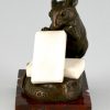 Antiek bronzen sculptuur muis met suiker