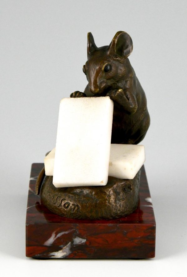 Antique bronze sculpture mouse with sugar