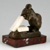 Antike Bronze Skulptur Maus mit Zucker