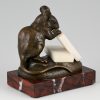 Antique bronze sculpture mouse with sugar
