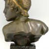 Art Deco bronzen sculptuur jongens buste Achilles 46 cm.