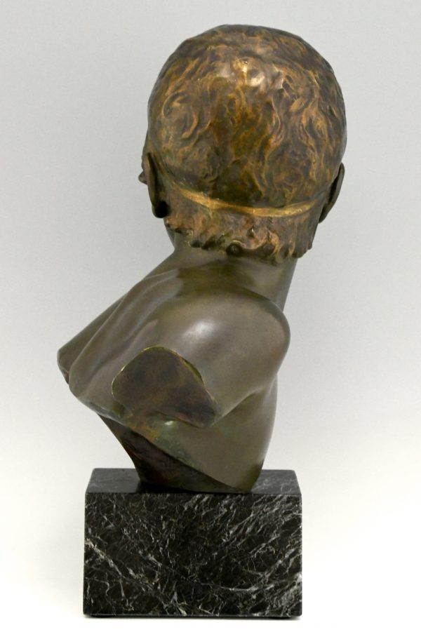Art Deco bronze sculpture bust young boy Achilles 46 cm / 18 inch