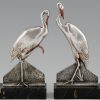 Art Deco bronze stork bird bookends