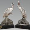 Art Deco Buchstütze Bronze mit Storch