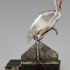 Serre livres en bronze Art Deco cigognes
