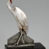 Art Deco bronze stork bird bookends
