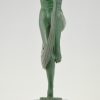 Sculpture Art Deco danseuse nue au voile