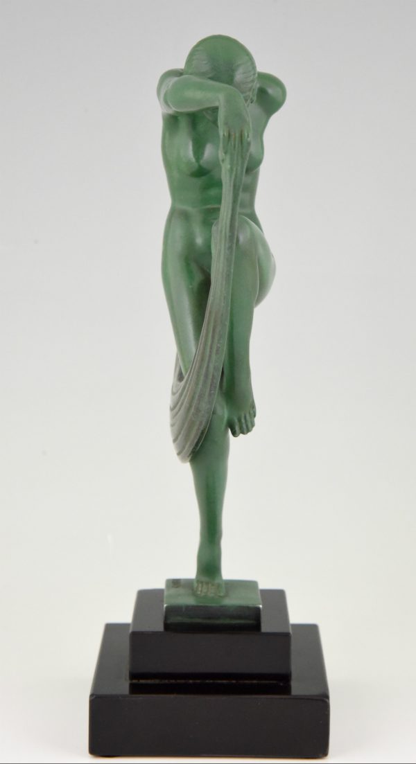 Sculpture Art Deco danseuse nue au voile